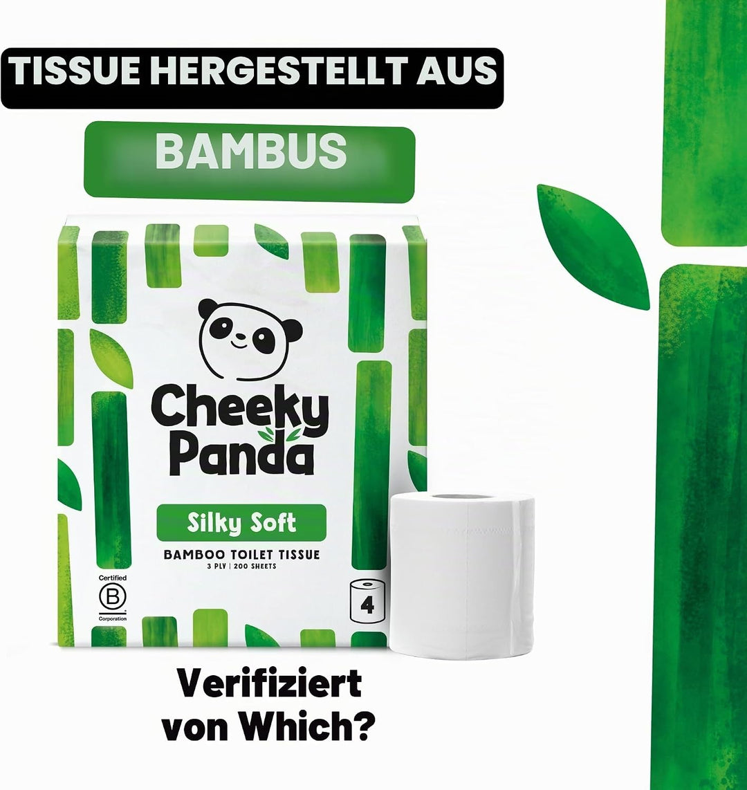 The Cheeky Panda Bambus Toilettenpapier Bulk Buy - 24 Rollen (6 Packungen à 4 Stück) | 3-lagiges Toi