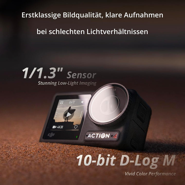DJI Osmo Action 4 Standard-Combo – 4K/120fps wasserdichte Action-Kamera mit einem 1/1,3-Zoll-Sensor,