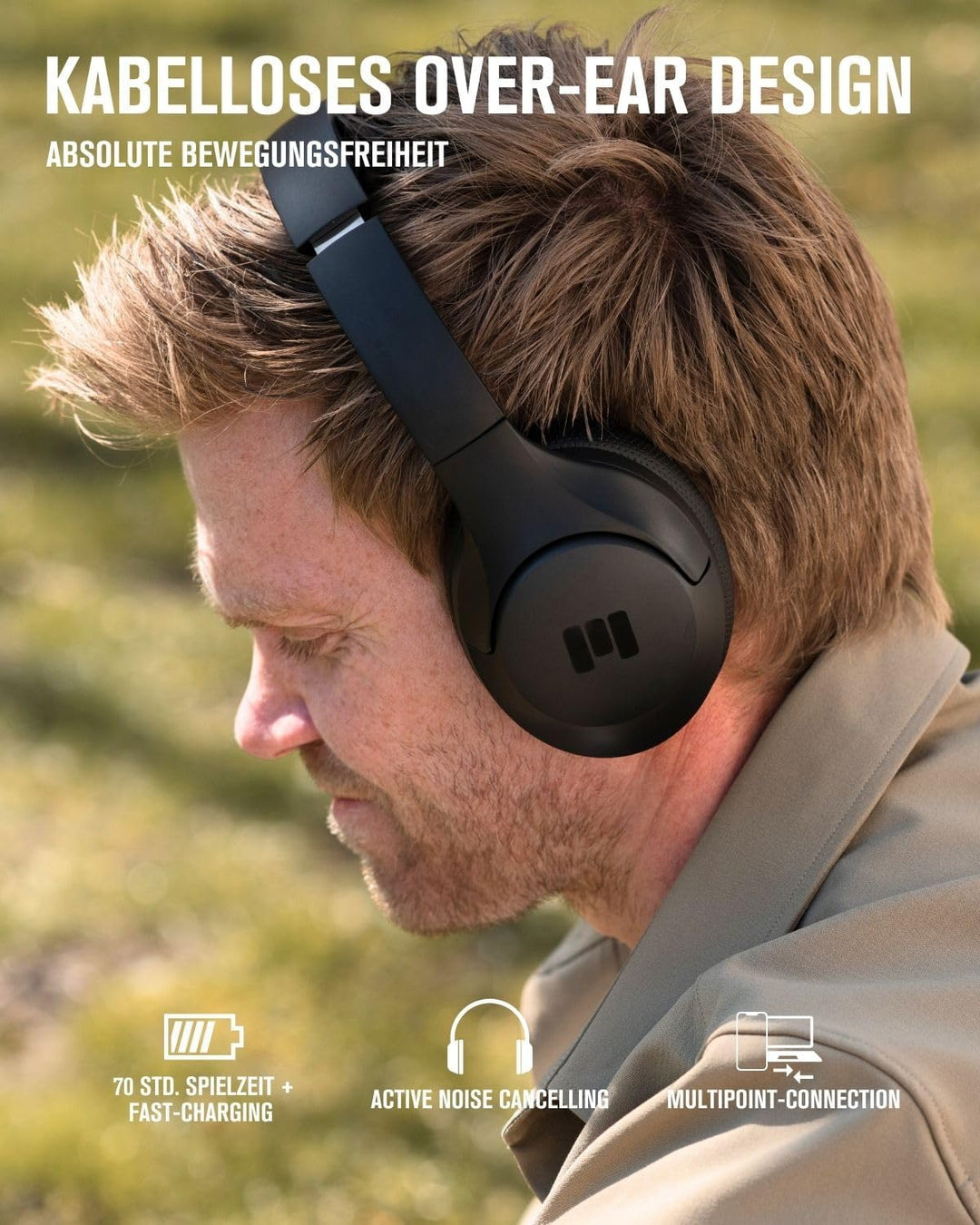 MIIEGO MOOVE45i PRO | Active Noise Cancelling Bluetooth Kopfhörer | Kabellose Over-Ear Headphones |
