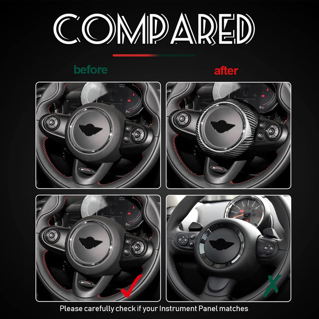 KUNGKIC Kohlefaser Auto-Lenkrad-Airbag Abdeckung Aufkleber Dekorative für Mini Cooper Clubman F55 F5