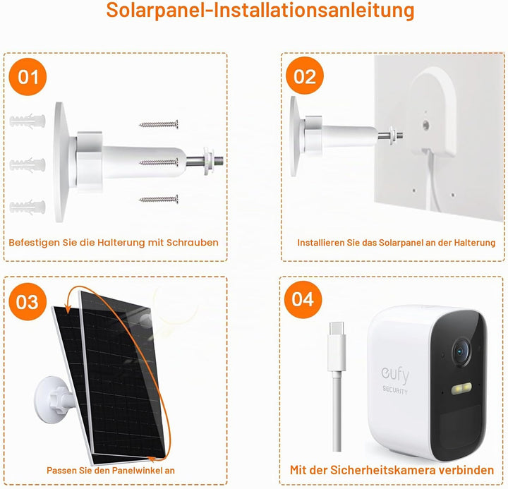 Solarpanel für Eufy Kamera, 7W Solarmodule für Eufy E, 2C/2C Pro, 2/2Pro, E20/E40, Solarpanel 5V mit