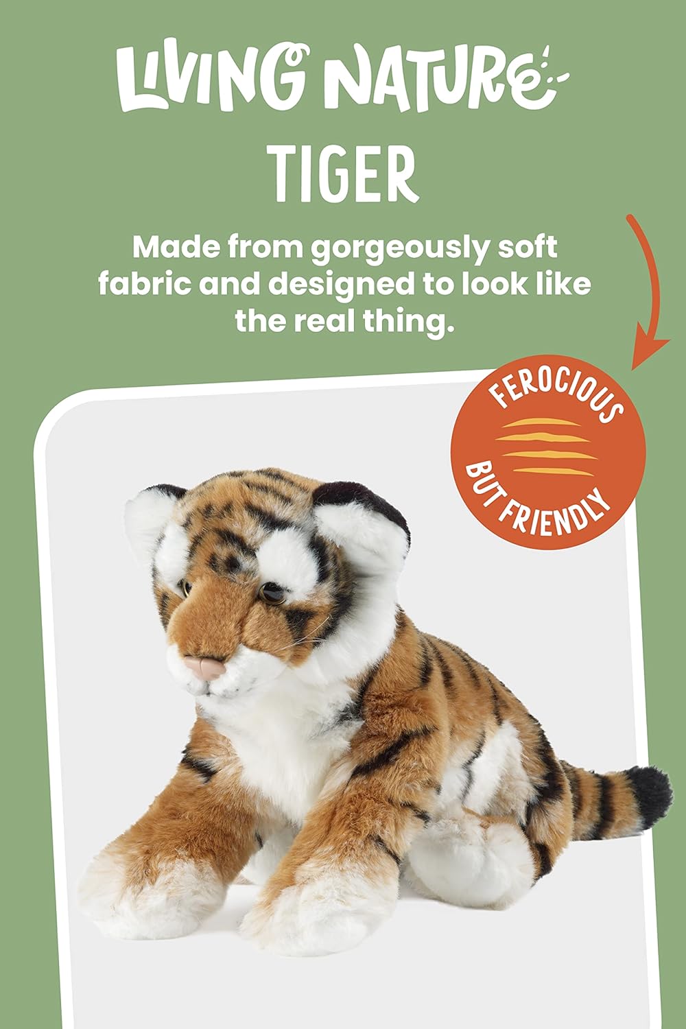Living Nature Stofftier, mittelgrosser Tiger (35 cm) M Tiger-Stil, M Tiger-Stil