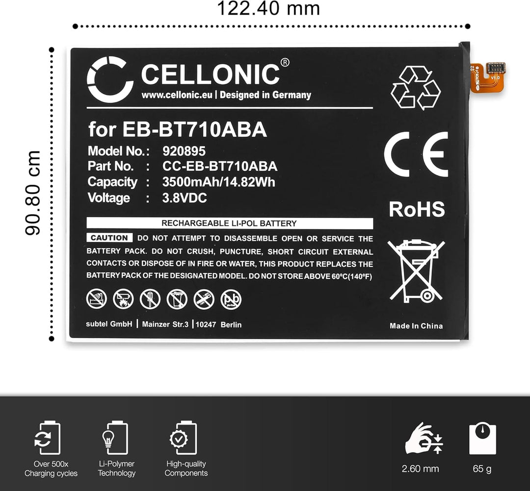 CELLONIC, Akku für Tablet kompatibel mit Samsung SM-T719 Galaxy Tab S2 8.0, SM-T713 Plus (3.8V, 3500