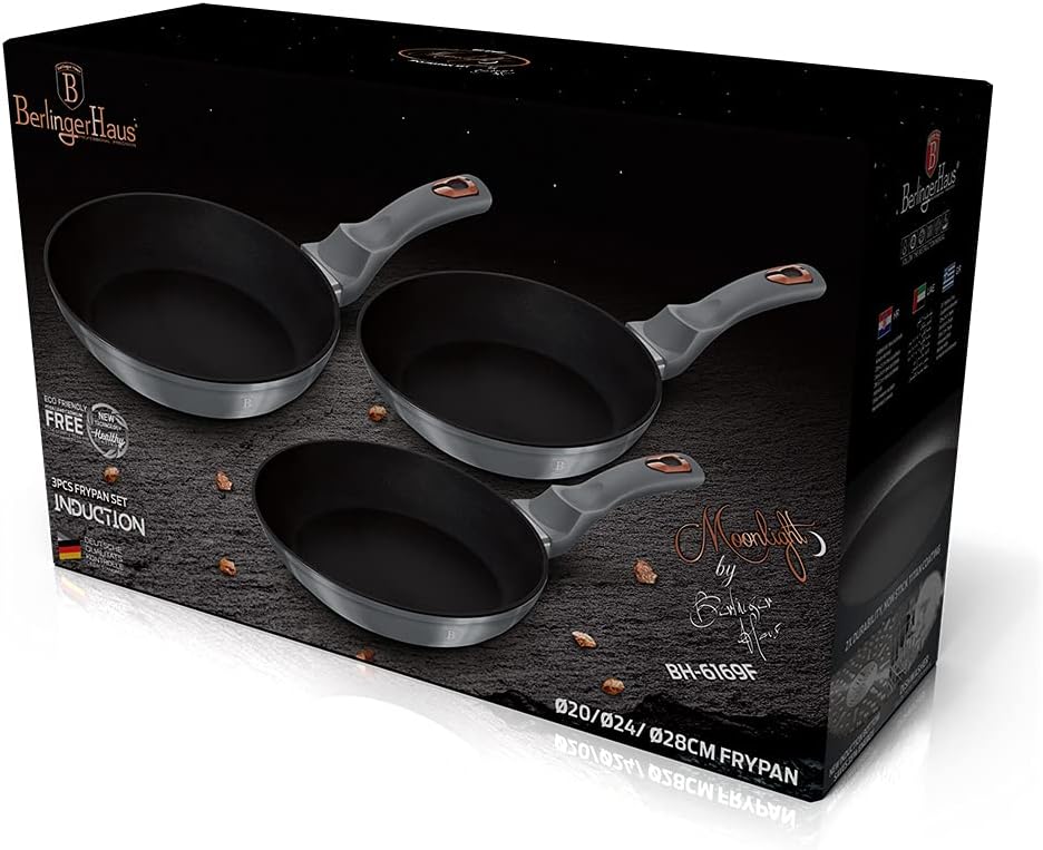 Bratpfannen-Set 3-teilig moonlight Schwarz, Schwarz
