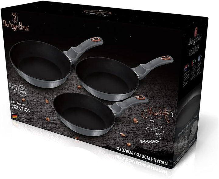 Bratpfannen-Set 3-teilig moonlight Schwarz, Schwarz