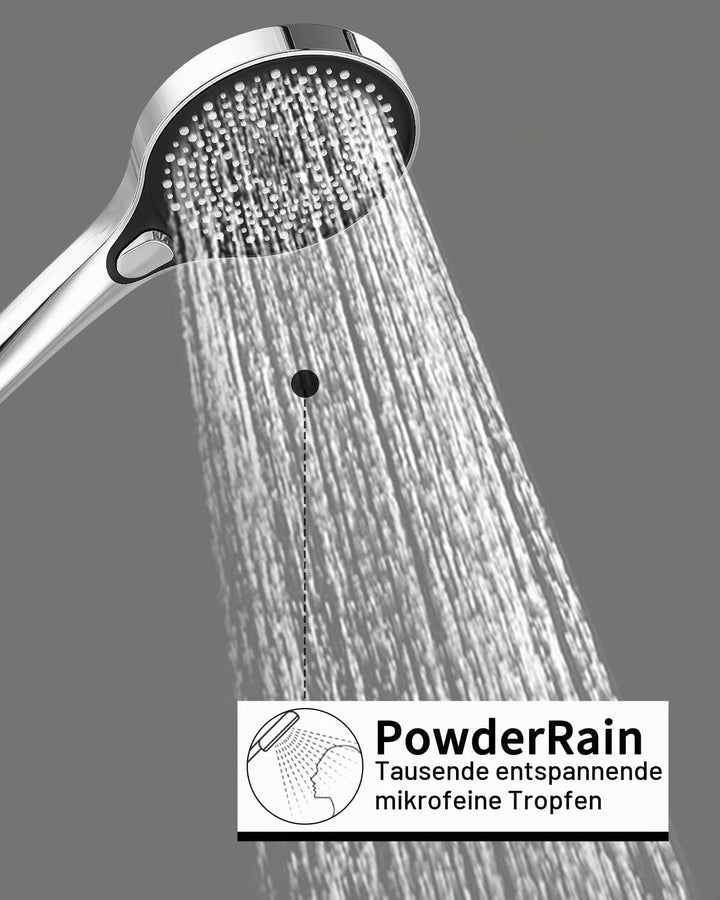 Duschkopf mit Schlauch 1.5M, Handbrause Dusche mit 3 Strahlarten und Halterung, runde Duschbrause(⌀