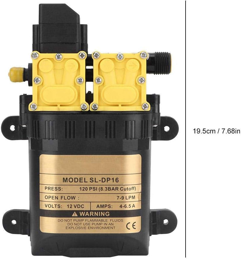 MAGT Hochdruck Wasserpumpe 12V, Doppelkopf Membranpumpe Elektrische Wassersprühpumpe Gartenpumpe für