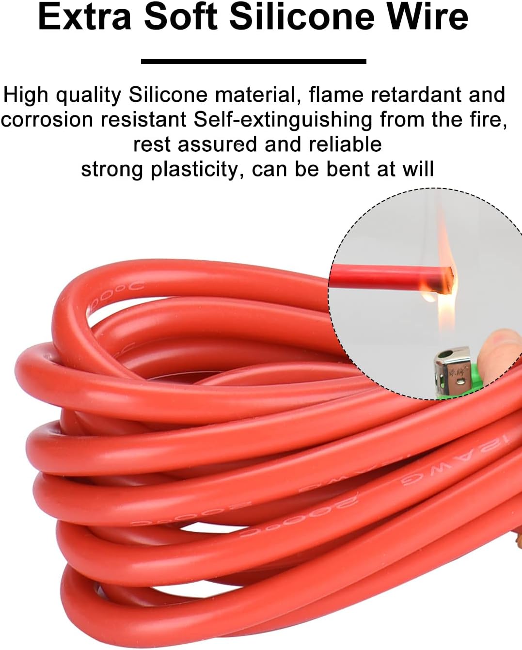 DIHOOL batteriekabel 50mm2 m8 100cm 0 AWG Silikonkabel Wellrohr Kabelrohr Weich und Flexibel Hitzebe