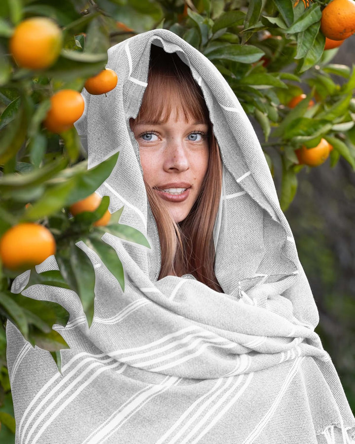 Fit-Flip Hamamtuch aus 100% Baumwolle saugfähig und schnelltrocknend | Light Grey, 100x200cm Sultan,