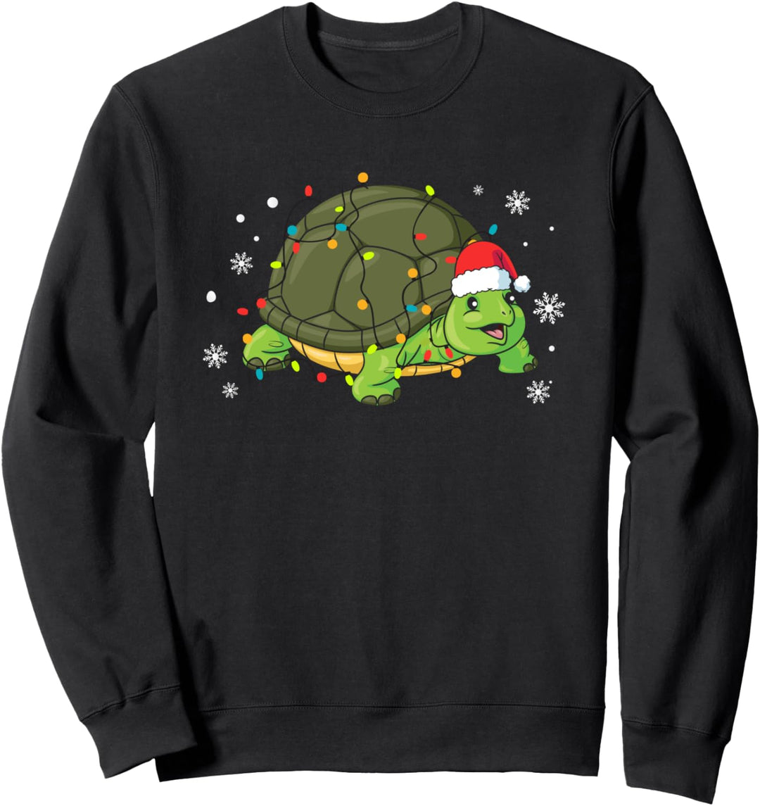 Schildkröte mit Weihnachtsmütze Weihnachtslichter Sweatshirt