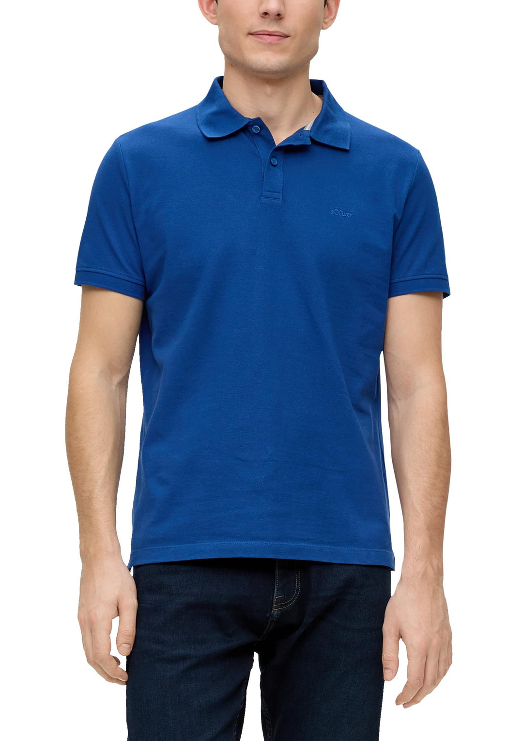 s.Oliver Piqué-Poloshirt mit Kontrastdetails und Logo Westlich S Blau, Westlich S Blau