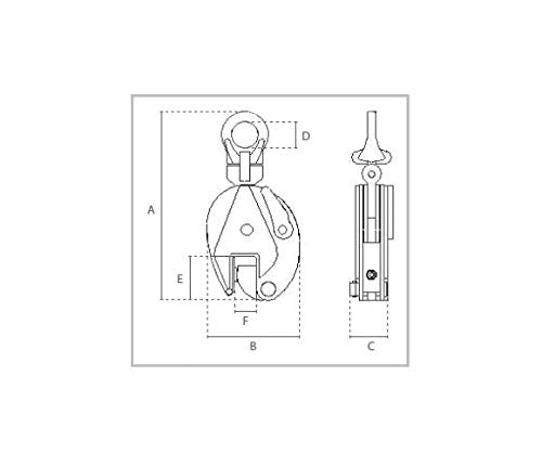 1t Vertikale Hebeklemme mit Schwenköse Blechgreifer Blechklemme Greifer Vertikal Hebegreifer Schwenk