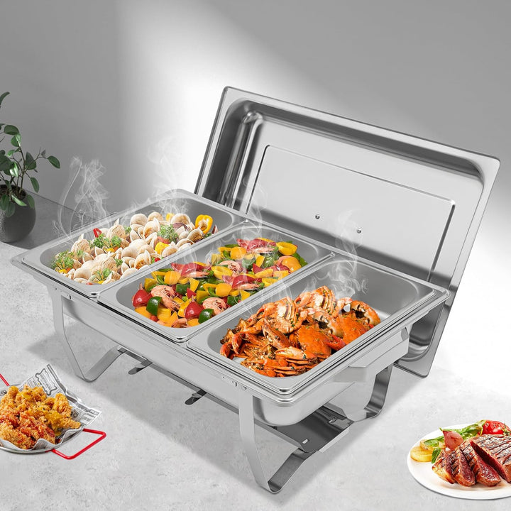 Chafing Dish Edelstahl 5 Liter Warmhaltebehälter Speisenwärmer mit Deckel Buffetwärmer Buffet Zubehö