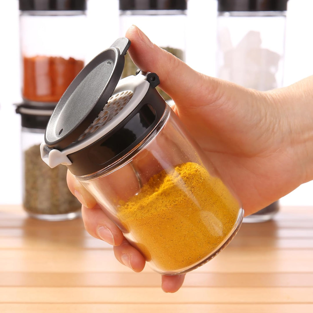 your GEAR Gewürzstreuer Double-Flip - 10 Gewürzdosen à 200 ml aus Glas, selbstreinigender Streueinsa
