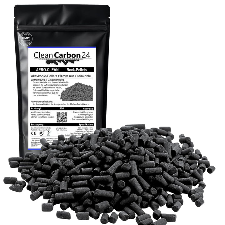 5 Liter Aktivkohle Pellets Ø4mm, aus Steinkohle zur Luftreinigung (AERO-CLEAN Rock-Pellets) [Energie
