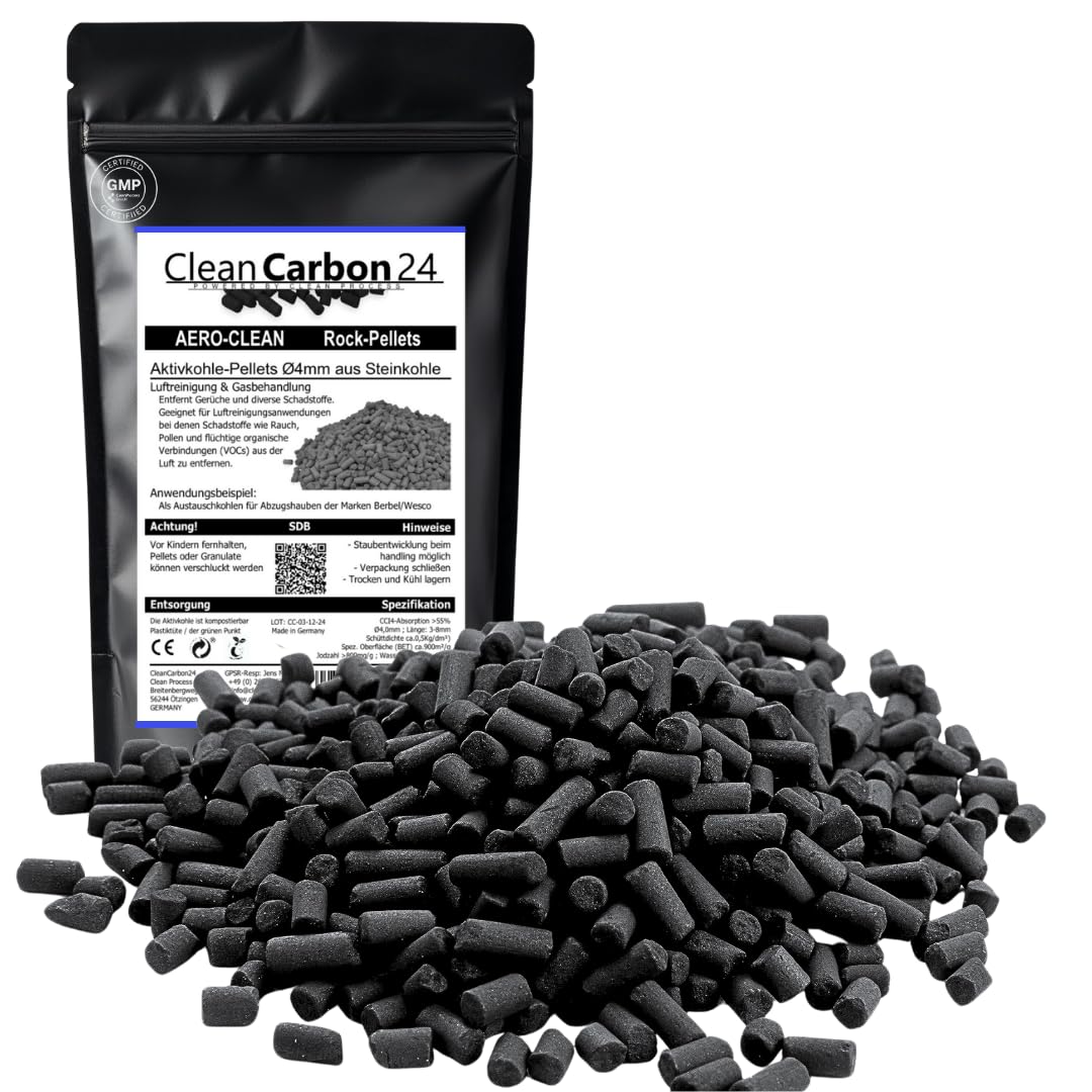 10 Liter Aktivkohle Pellets Ø4mm, aus Steinkohle zur Luftreinigung (AERO-CLEAN Rock-Pellets) [Energi