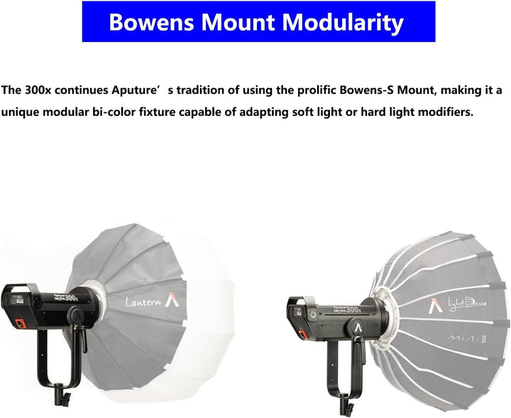 Aputure 300X (V-Mount) LED Video Licht,Bi-Farbe 2700–6500K,Sidus Link App,Eingebaute Beleuchtungseff