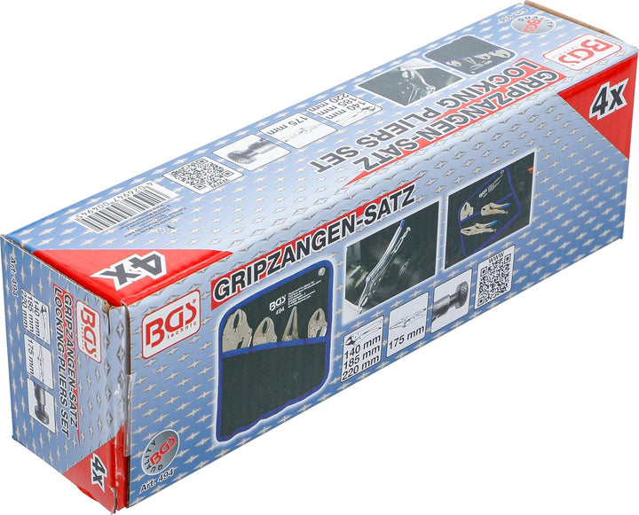 BGS 494 | Gripzangen-Satz | 4-tlg. | Gripzange 140 / 185 / 220 mm | Langbeck-Gripzange 175 mm | inkl