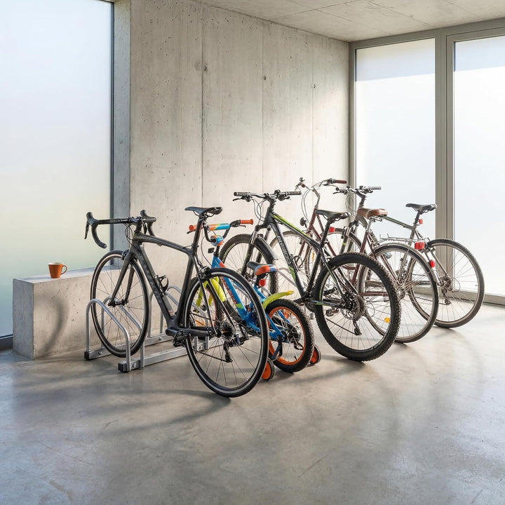 Fahrrad Halterung Boden für 5 Fahrräder – Robuster verzinkter Stahl, Boden &amp; Wandmontage, 30cm Radst