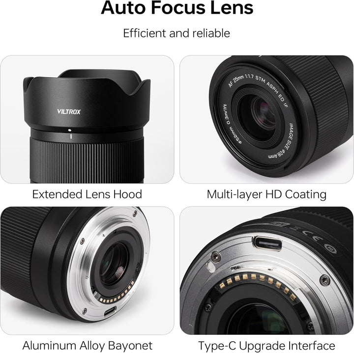 VILTROX AF 25mm F1.7 Objektiv für Fuji X-Mount, f/1.7 APS-C Autofokus-Mittelteleobjektiv, kompatibel