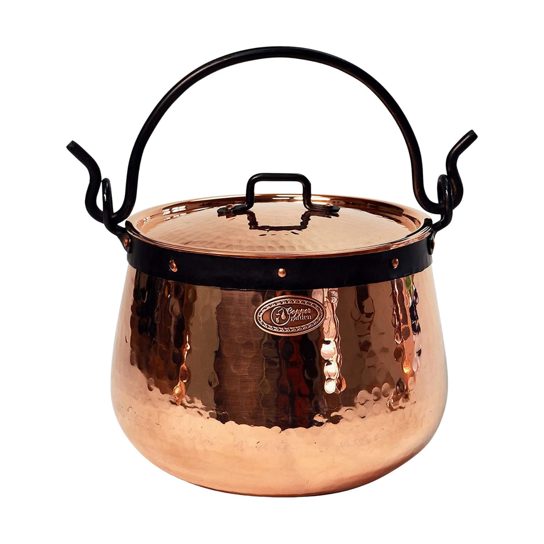 CopperGarden Kupferkessel 20 Liter I Hexenkessel mit Henkel &amp; Deckel I Handgeschmiedeter Kessel aus
