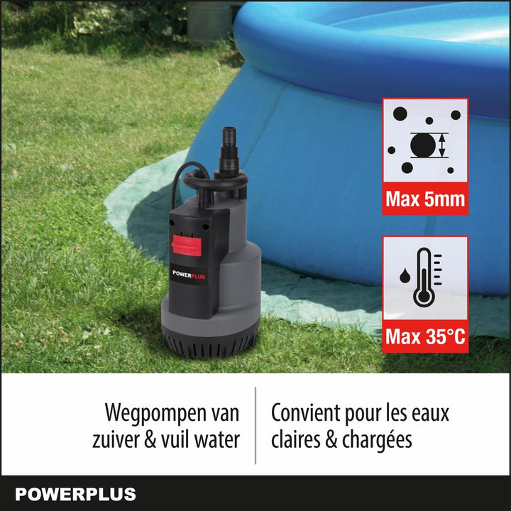 Powerplus Elektrische Wasserpumpe POWEW67920-750 W Tauchpumpe, Maximaltemperatur 35°C und Fördermeng