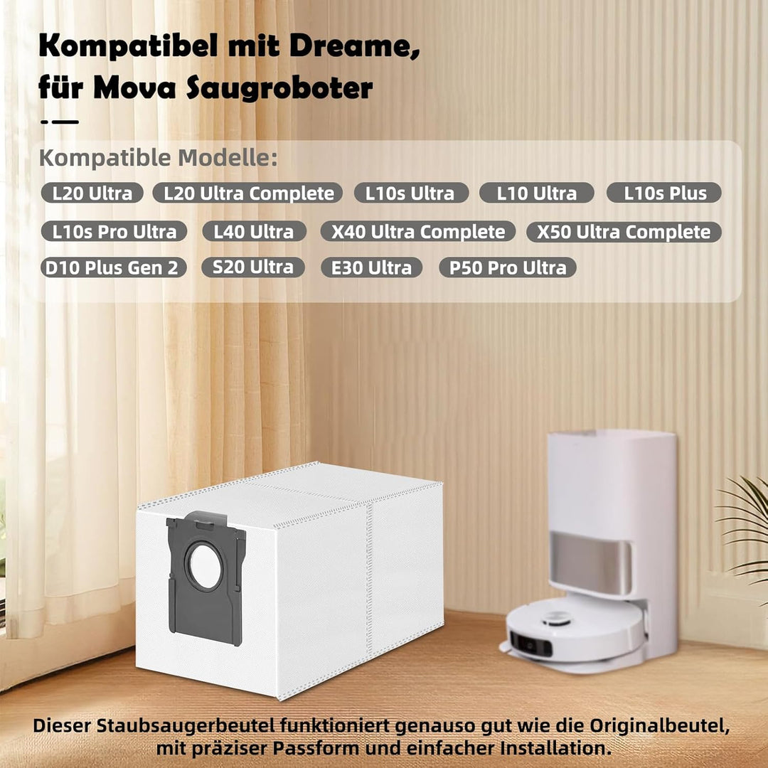 12 Stück Staubbeutel Kompatibel mit Dreame L20/X40 Ultra Complete, L10s/L10/L40/S20/E30 Ultra, L10s