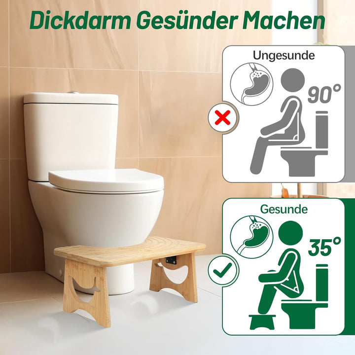 Klappbarer Toilettenhocker Erwachsene aus Bambus, 17.5cm Whale Design Toilettenhocker Klappbar für V