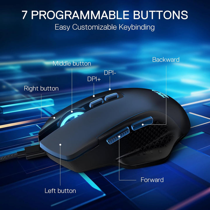 Redragon M695 Kabelgebundene Gaming-Maus, 24.000 Max DPI Optische Gaming-Maus 7 programmierbaren Tas