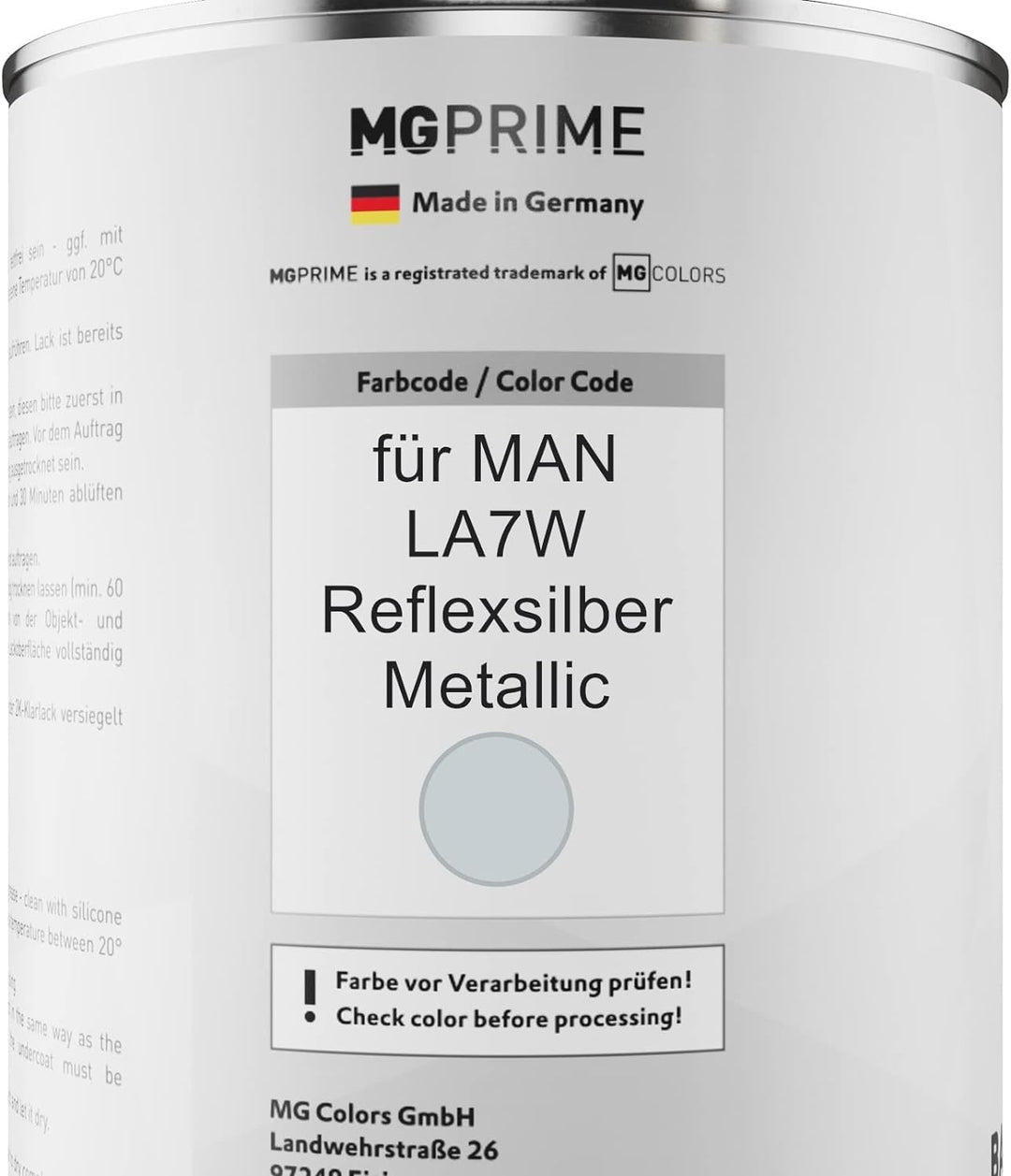 MG PRIME Autolack Dose Set für MAN LA7W Reflexsilber Metallic Basislack 2K Klarlack Härter spritzfer