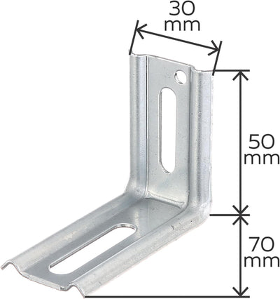 Alberts 866228 Verstellwinkel | 90°-Winkel, geprägt, mit Langloch | sendzimirverzinkt | 70 x 50 x 30