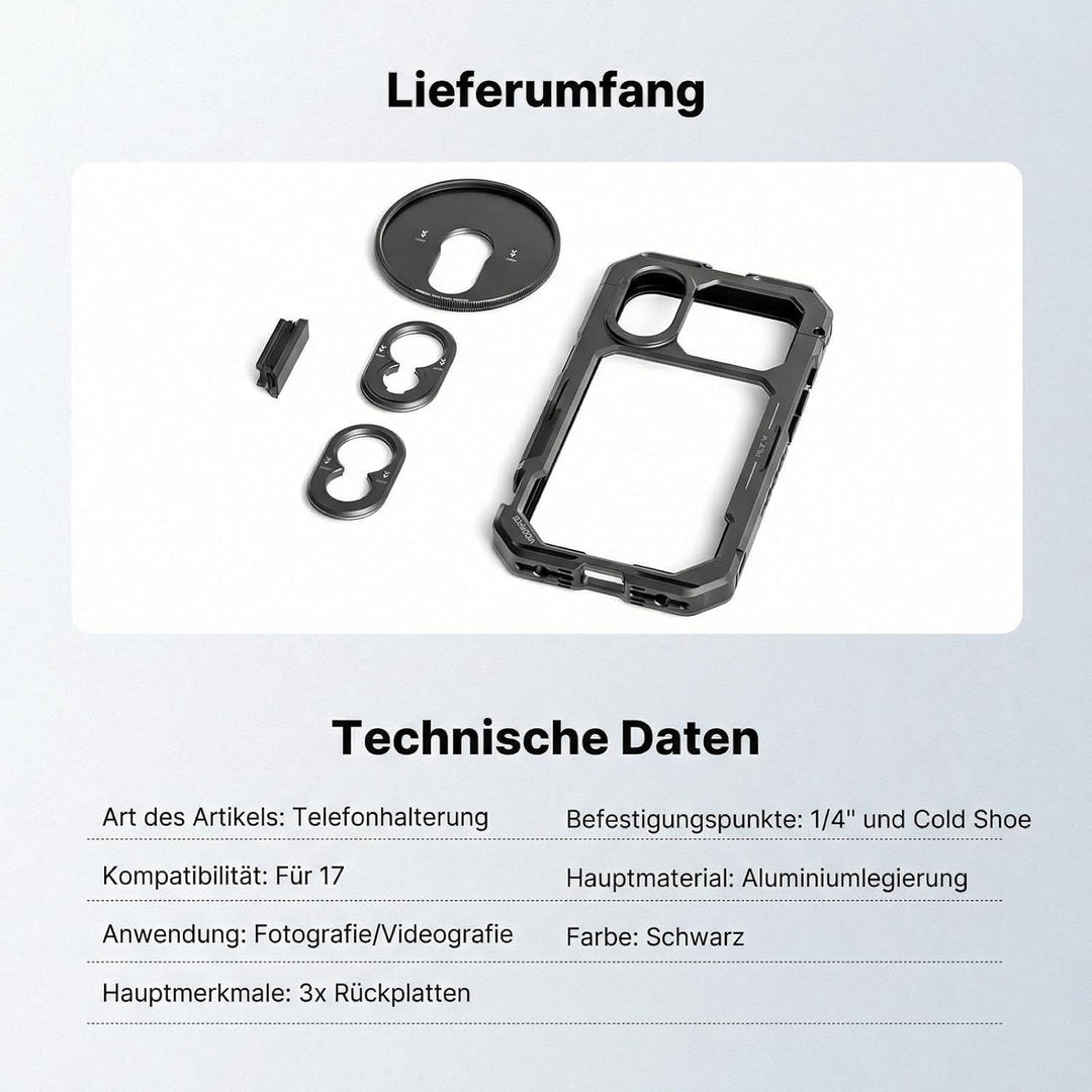 NEEWER Phone Käfig Cage Schnellwechsel Video Rig Handy Stabilisator kompatibel mit iPhone 17, mit 67