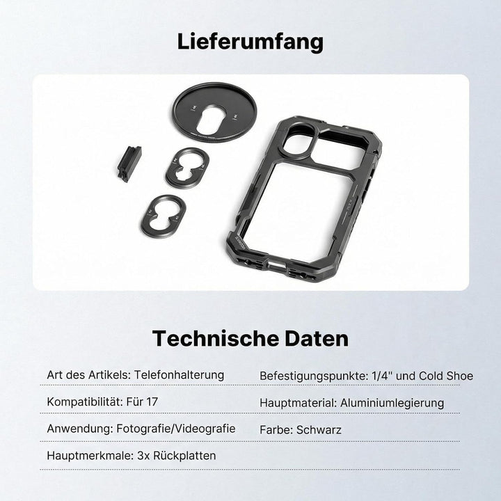 NEEWER Phone Käfig Cage Schnellwechsel Video Rig Handy Stabilisator kompatibel mit iPhone 17, mit 67