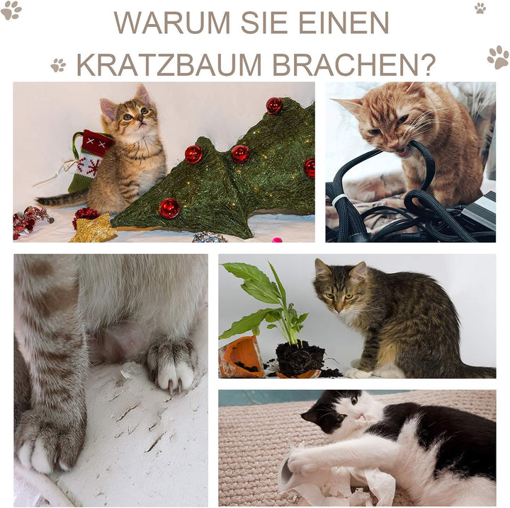 PawHut Kratzbaum 72 cm mit Plüschballen für mittelgrosse Katzen Grau | Sisalstämme, Plattform, Kratz