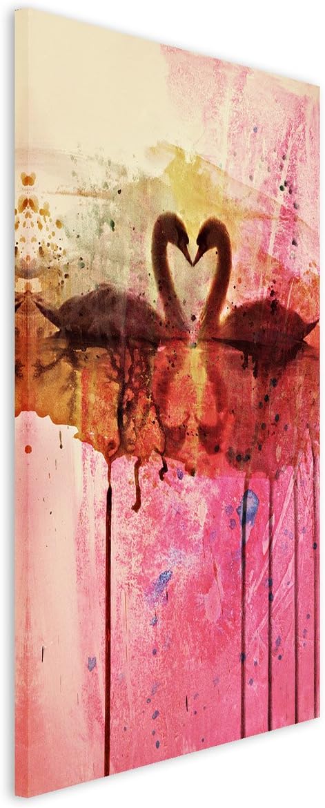 Paul Sinus Art Loving Swans 90x60cm Wandbild Aquarell Kunstbild Malerei Leinwandbild Fotoleinwand