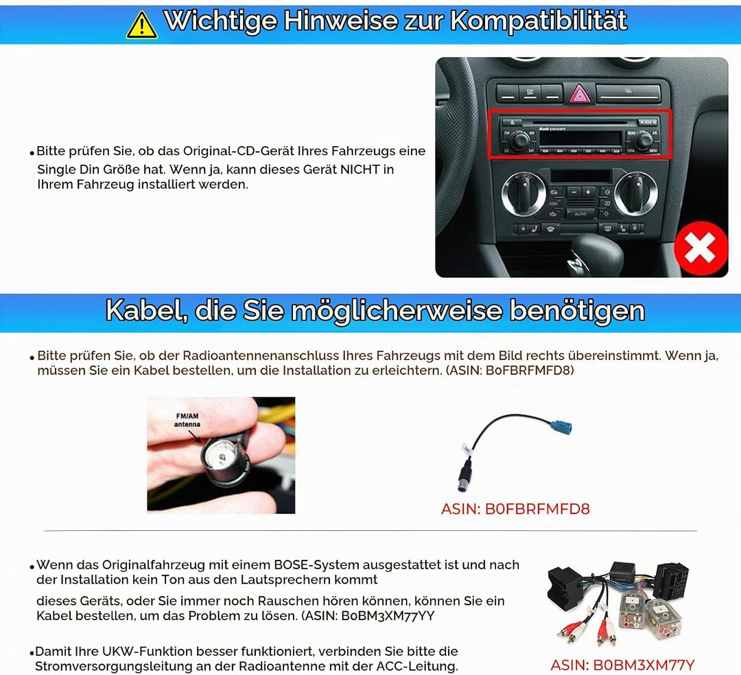 NVGOTEV Android 13 Autoradio für Audi A3 S3 RS3 2003-2012, 7 Zoll Radio mit GPS Navi DAB+ FM RDS 4G
