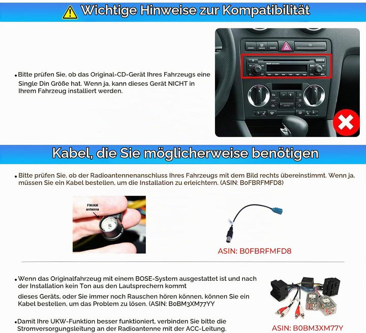 NVGOTEV Android 13 Autoradio für Audi A3 S3 RS3 2003-2012, 7 Zoll Radio mit GPS Navi DAB+ FM RDS 4G