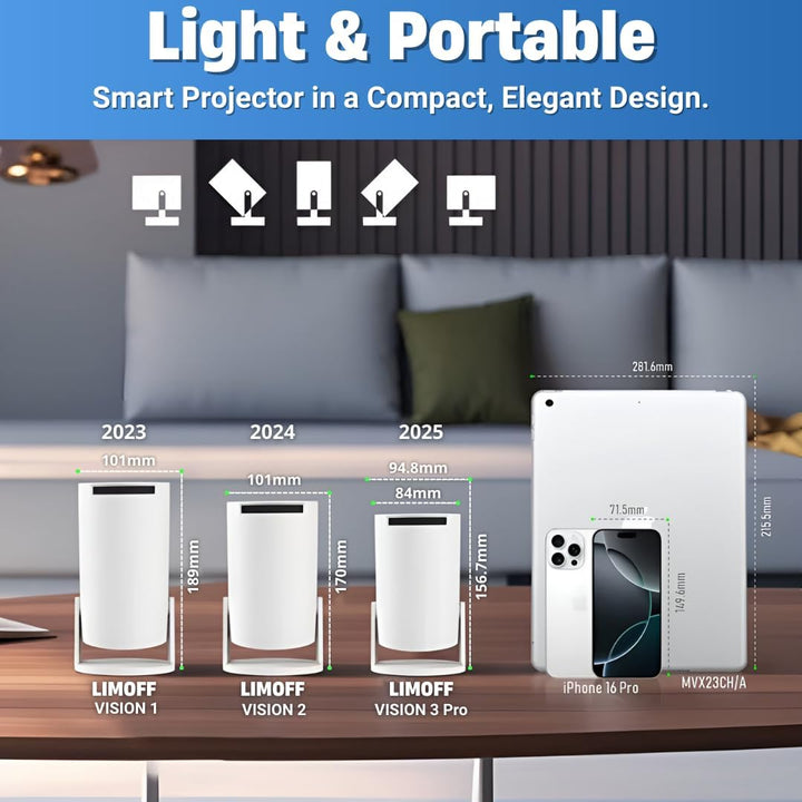 Mini Beamer 4K Mini Projektor mit Android 11, WiFi6 & Bluetooth5.4, Full HD Projektor,160 Ansi Lumen