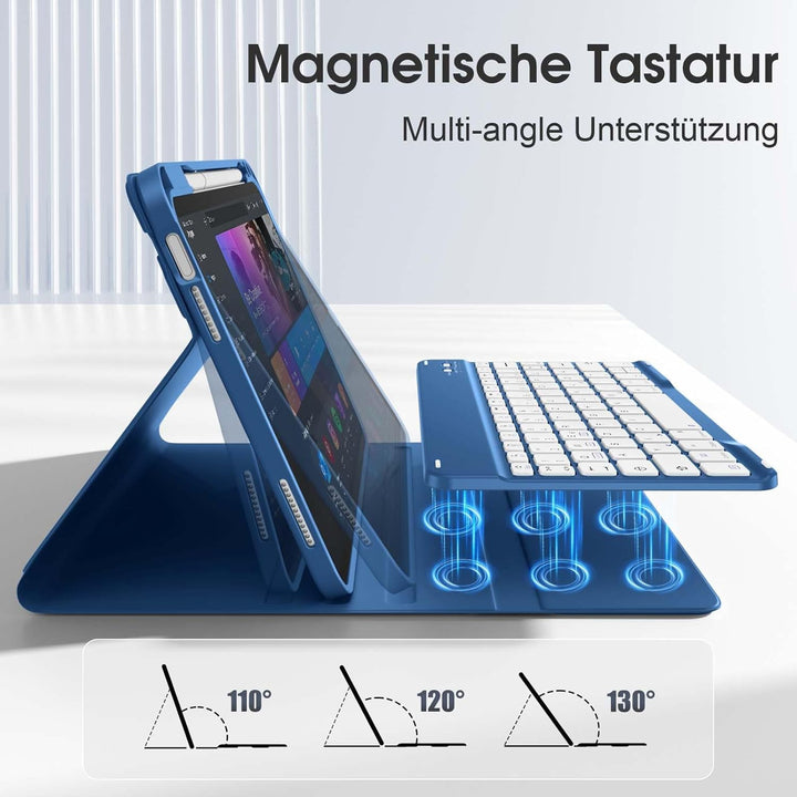 Vobafe Hülle mit Tastatur für iPad A16 11/10 Generation (2025/2022, 10,9/11 Zoll), Magnetisch Abnehm