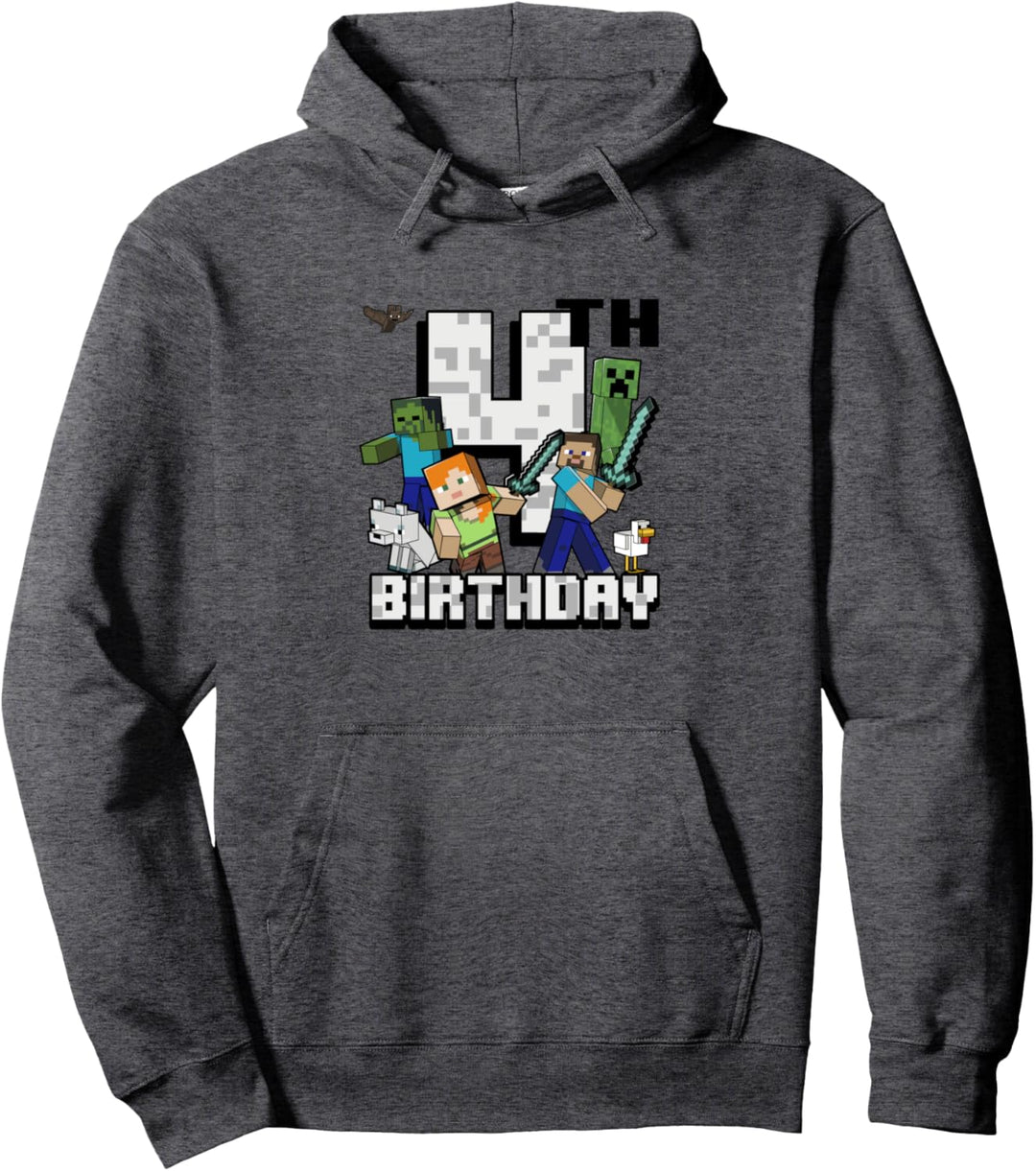 Minecraft-Gruppenfoto Alles Gute zum 4. Geburtstag Pullover Hoodie