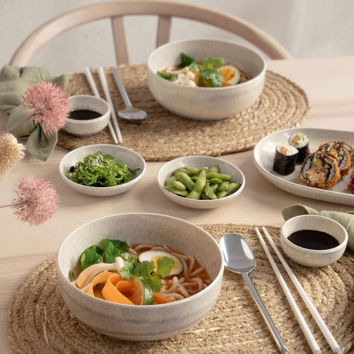 like. by Villeroy & Boch – Perlemor Sand Poke Schale, ca. 18 x 18 x 7 cm, Premium Porzellan made in