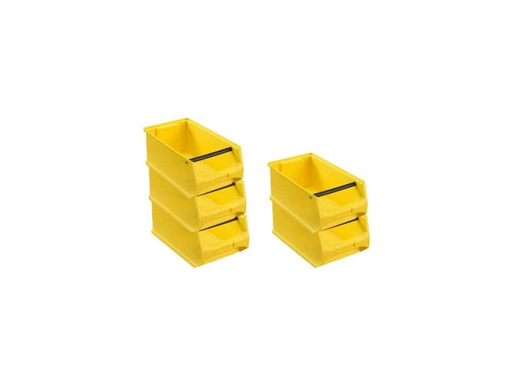 SparSet 5x Gelbe Sichtlagerbox 4.1 mit Griffstange | HxBxT 15x20x35cm | 7,2 Liter | Sichtlagerbehält