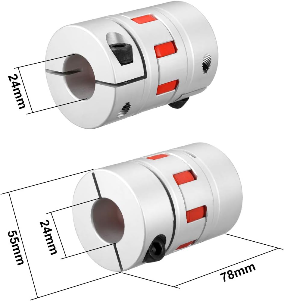 sourcing map Wellenkupplung 24mm bis 24mm Bohrung L78xD55 Flexibles Kupplungsgelenk für Servo Schrit