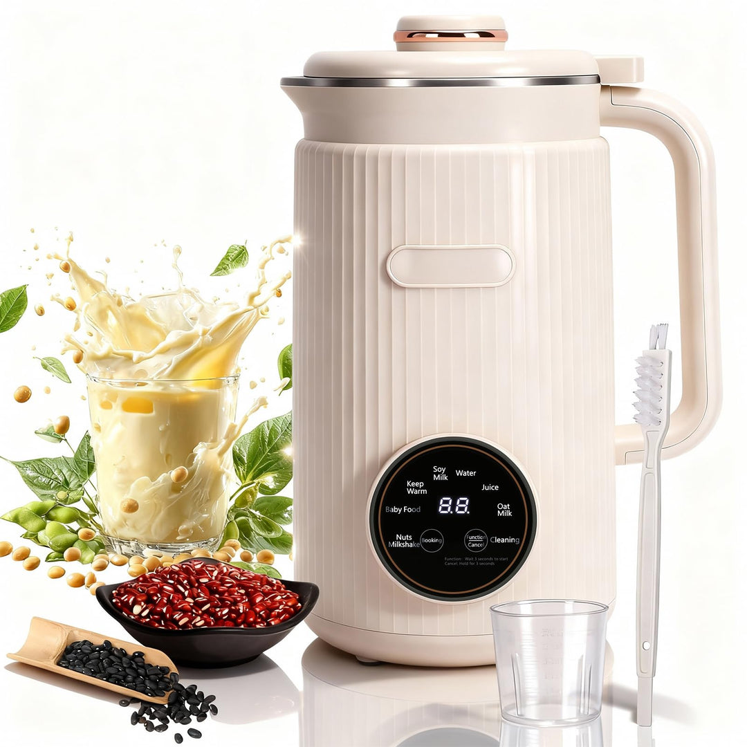 8 in 1 Nussmilchmaschine, 1200ml Automatische Sojamilchmaschine mit Temperaturregelung, 12 Klingen,
