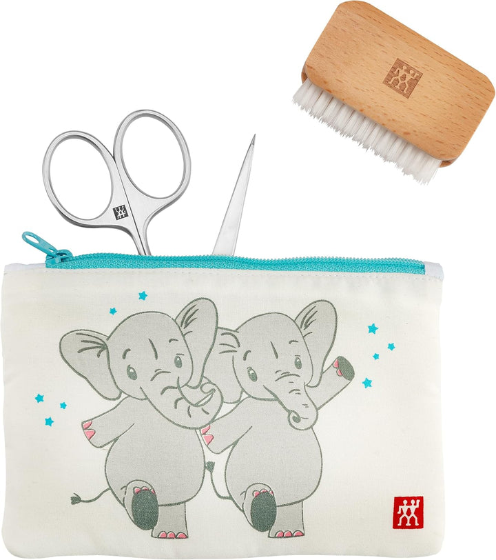 ZWILLING Baby und Kinder Nagelpflegeset, 3-teilig Schonende Nagelpflege Maniküre Geschenk Set Elefan