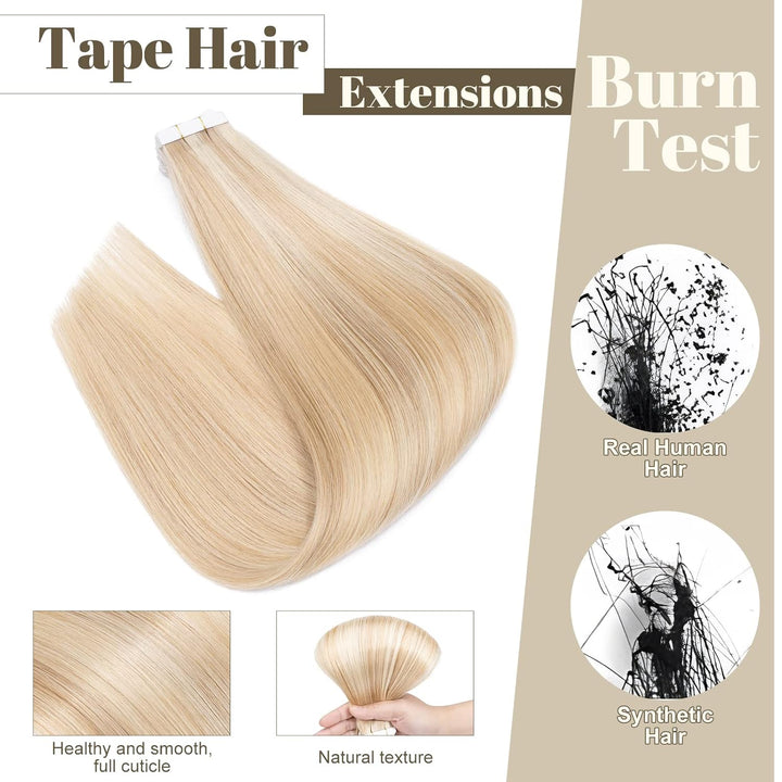SEGO Haarverlängerung Tape Extensions Echthaar Klebeband 10 PCS Haarteile Glatt 100% Remy Human Haar