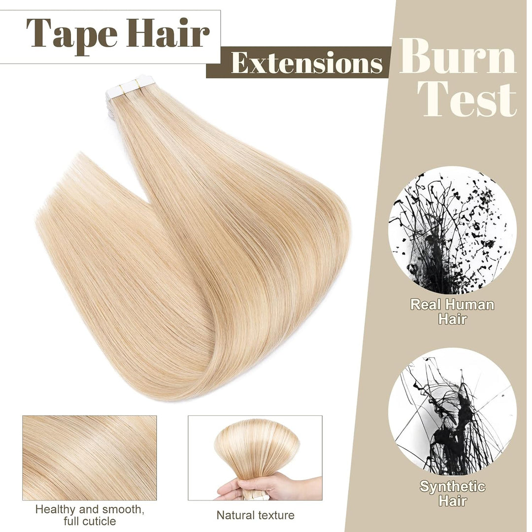 SEGO Tape Extensions Echthaar Haarverlängerung Klebeband Haarteile Glatt 100% Remy Haar 10pcs Honigb