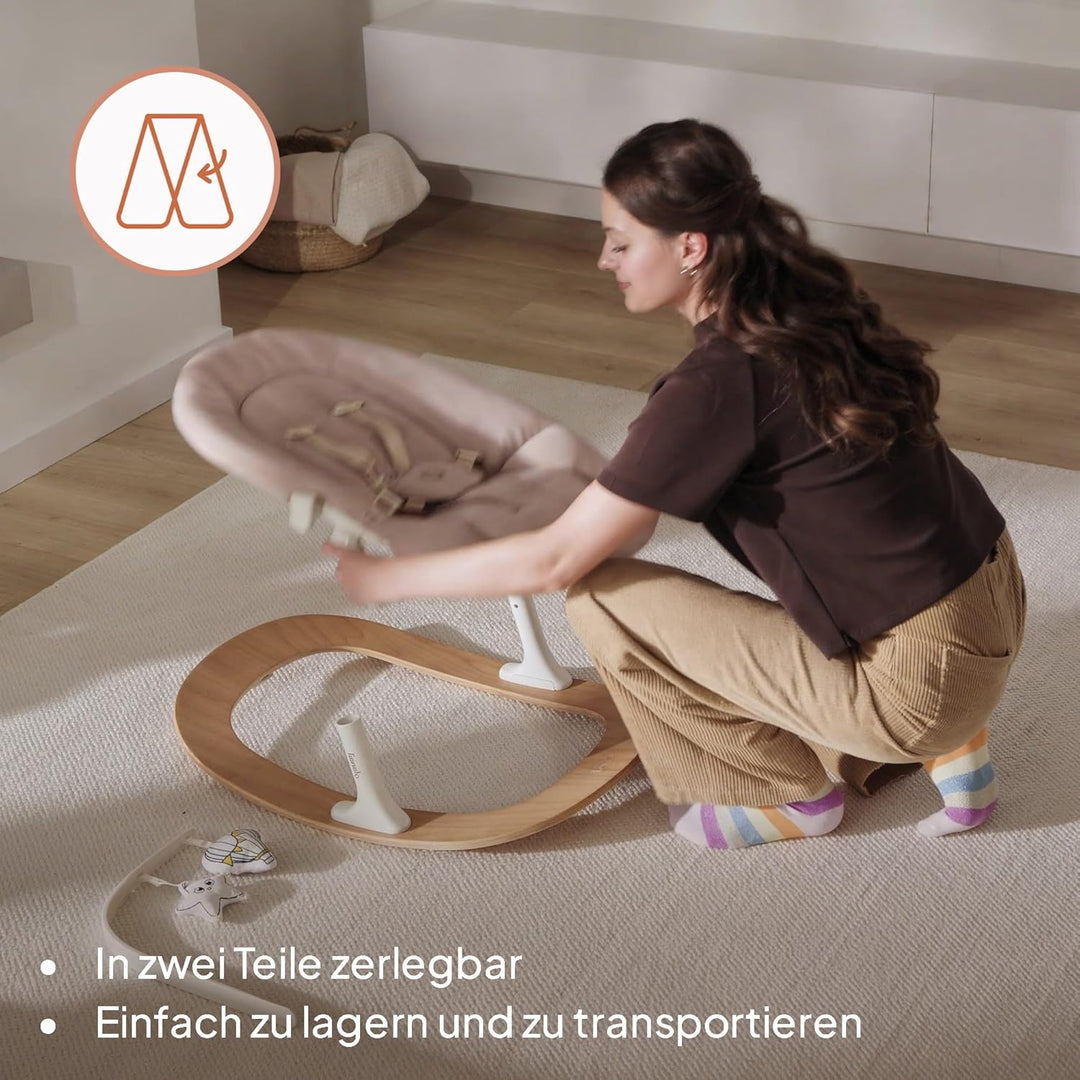 Lionelo Celia Rocker Babywippe ab Geburt bis 9 kg, verstellbare Rückenlehne, 5-Punkt-Gurt, Spielboge