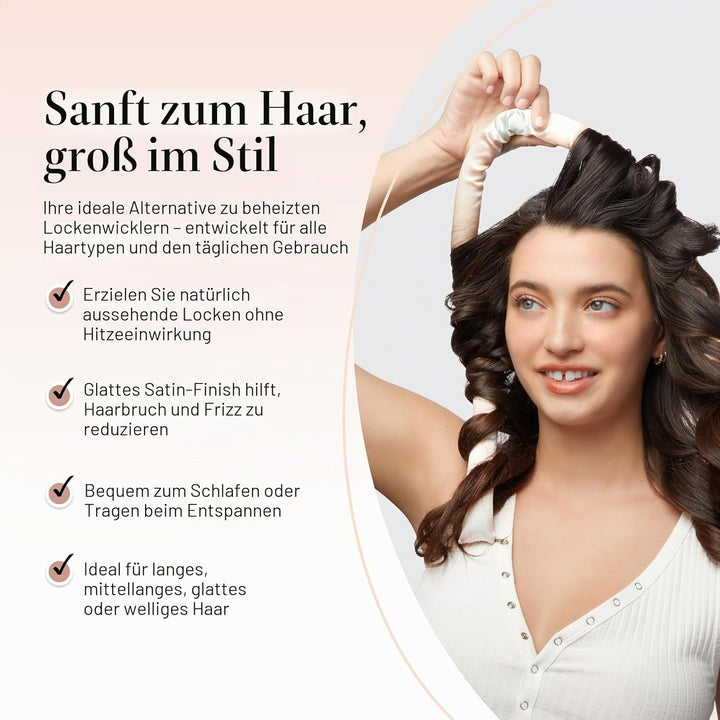 Kitsch Satin Heatless Curling Set - Heatless Lockenwickler Stirnband für Kurzes & Langes Haar Locken