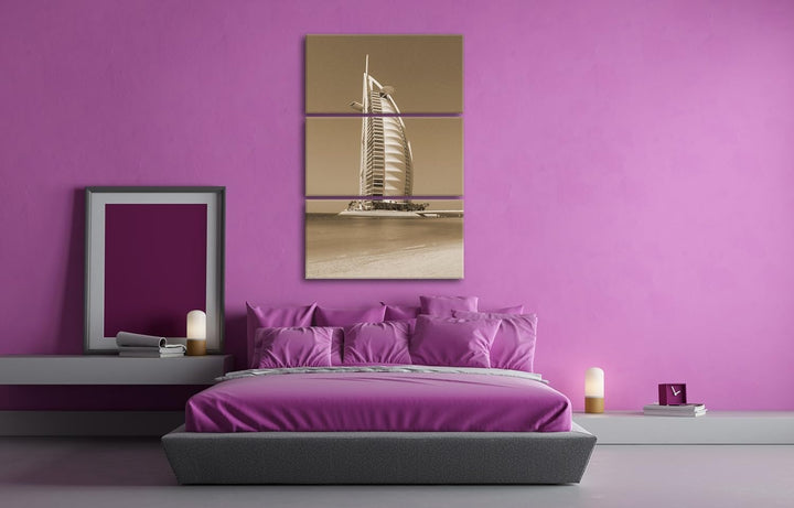 deyoli gigantisches Gebäude in Dubai Format: 3-teilig 120x80 Effekt: Sepia als Leinwandbild, Motiv f